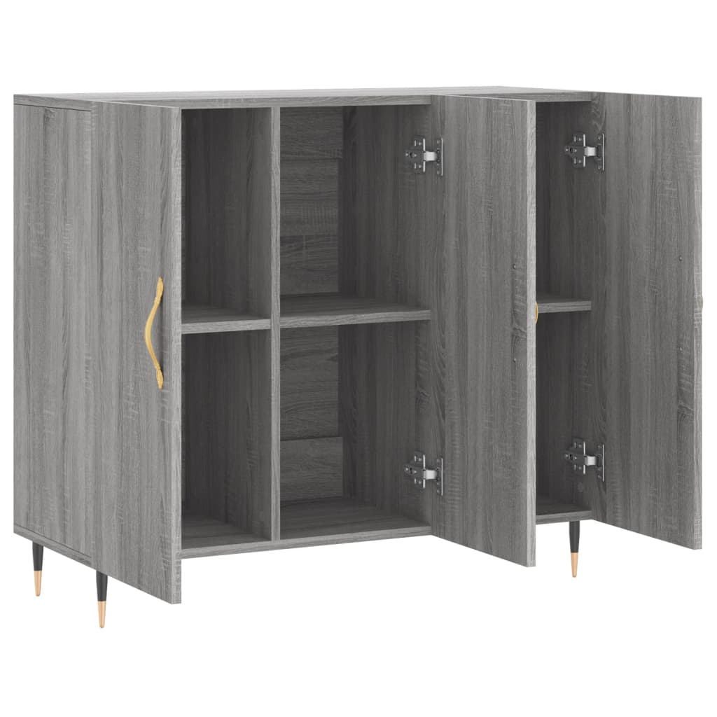 Credenza Sonoma grigia 90x34x80 cm in derivati ​​del legno