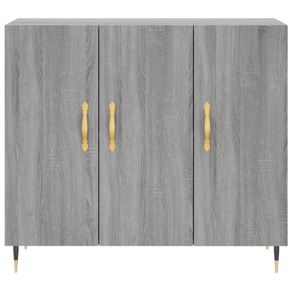 Credenza Sonoma grigia 90x34x80 cm in derivati ​​del legno