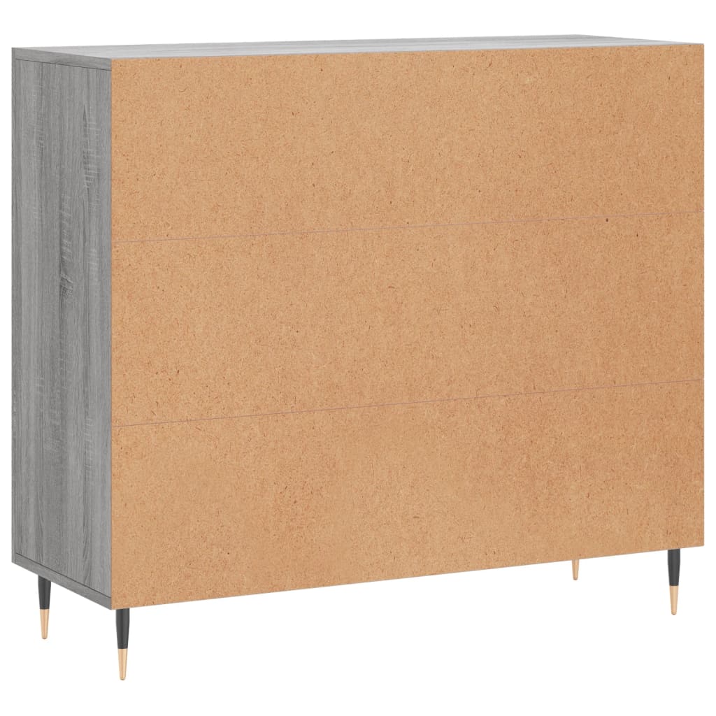 Credenza Sonoma grigia 90x34x80 cm in derivati ​​del legno