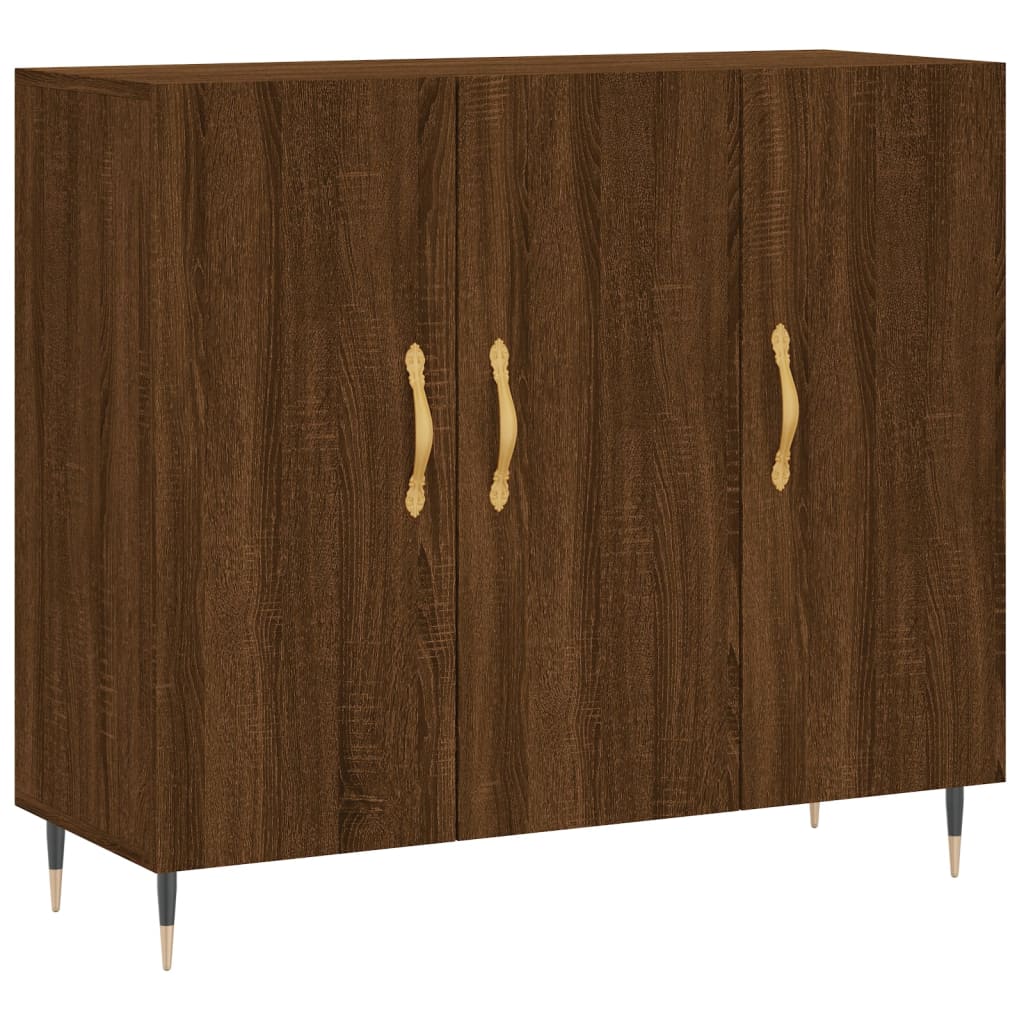 Credenza in rovere marrone 90x34x80 cm in multistrato