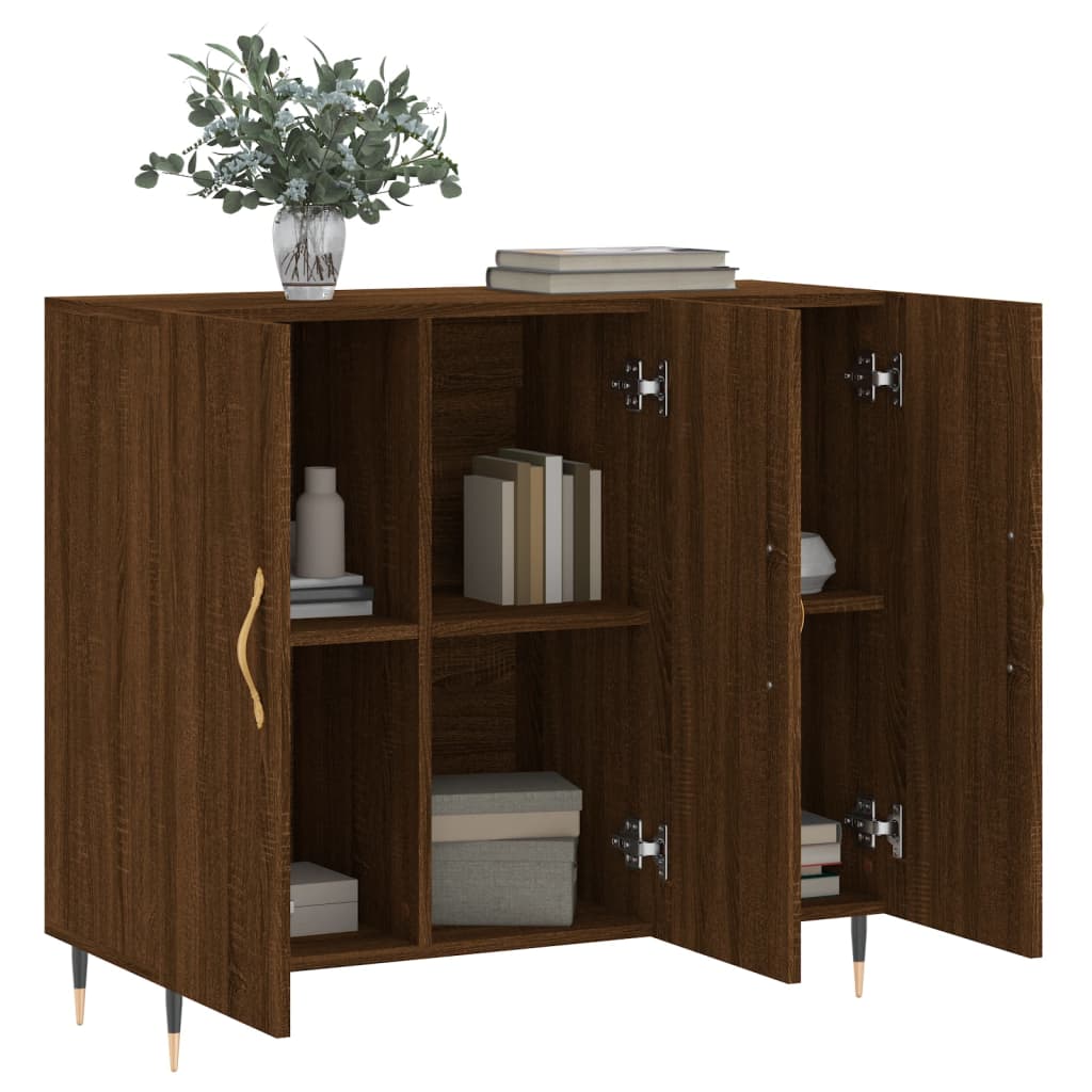 Buffet chêne marron 90x34x80 cm bois d'ingénierie