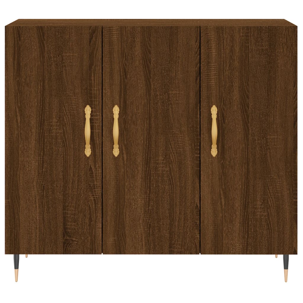 Credenza in rovere marrone 90x34x80 cm in multistrato