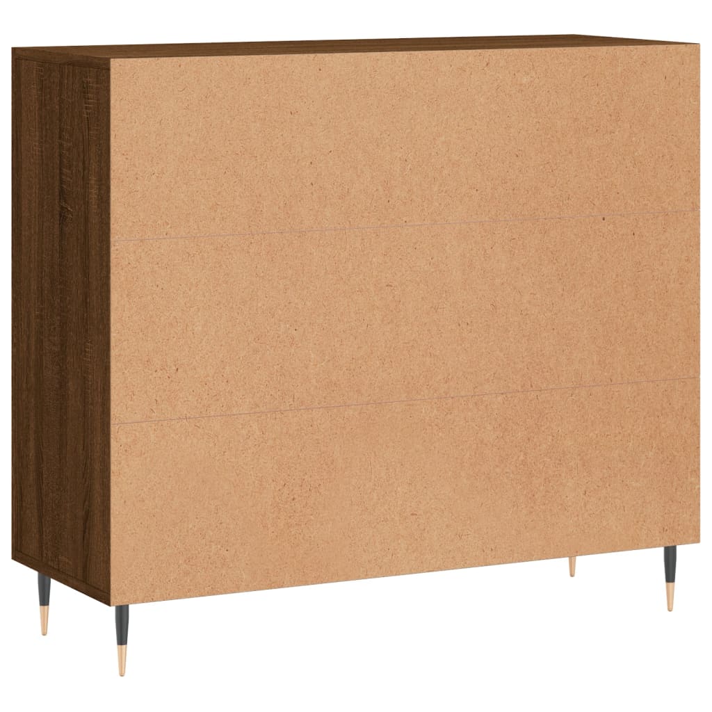 Credenza in rovere marrone 90x34x80 cm in multistrato