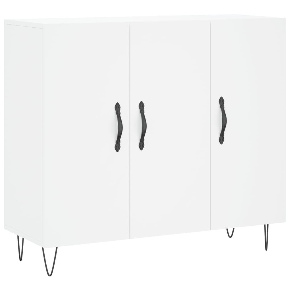 Credenza bianca 90x34x80 cm in derivati ​​del legno