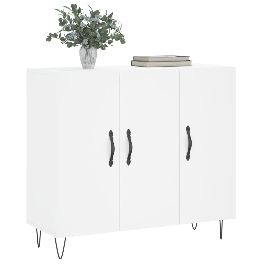 Credenza bianca 90x34x80 cm in derivati ​​del legno