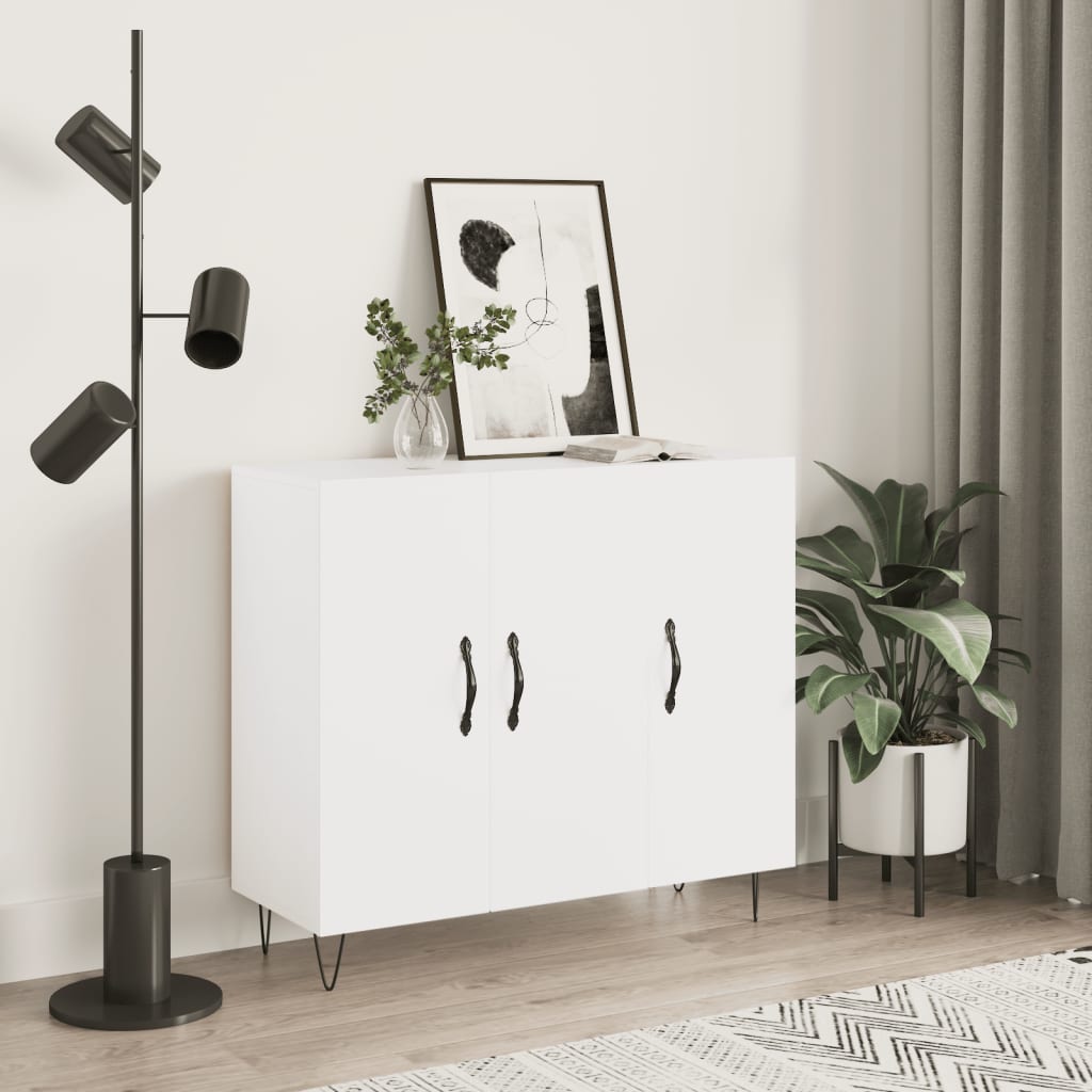 Credenza bianca 90x34x80 cm in derivati ​​del legno