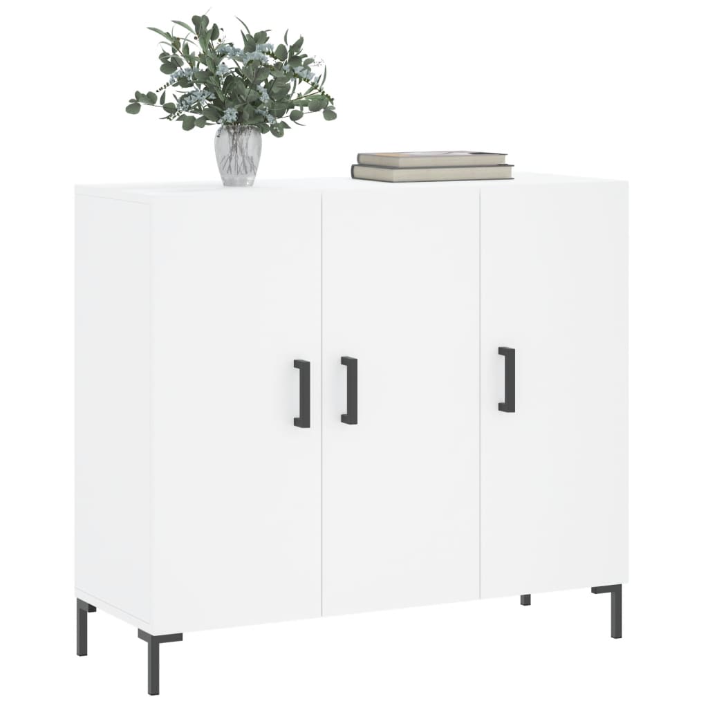 Credenza bianca 90x34x80 cm in derivati ​​del legno