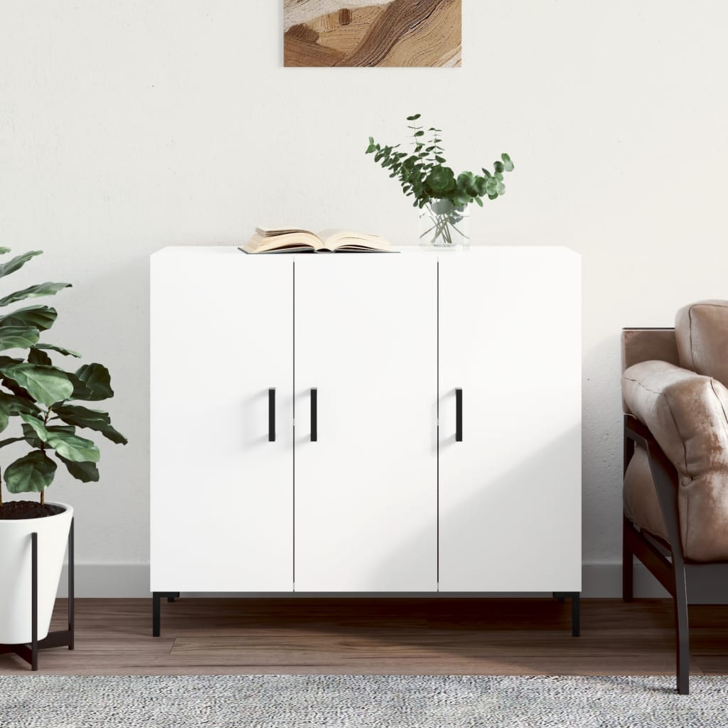 Credenza bianca 90x34x80 cm in derivati ​​del legno