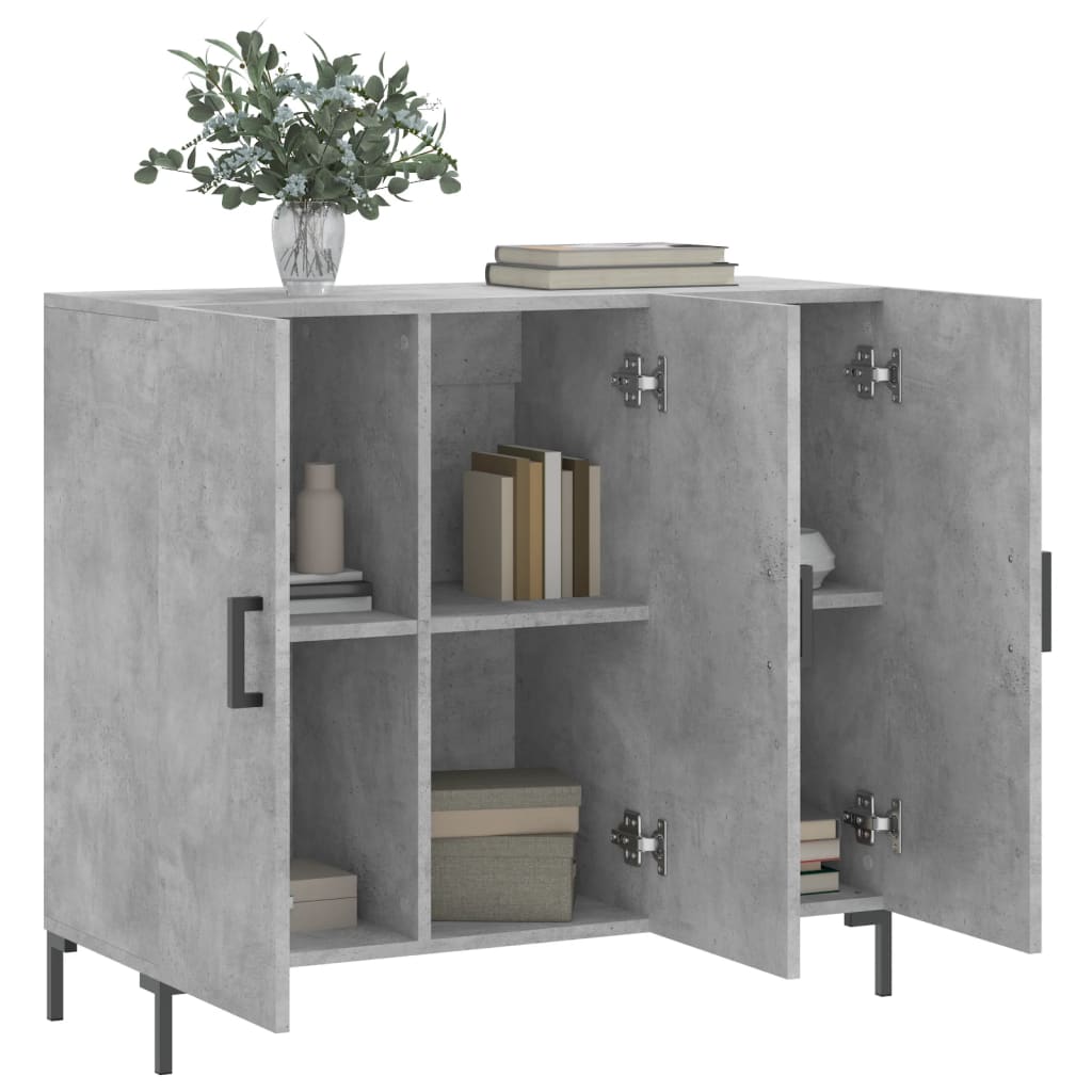 Buffet gris béton 90x34x80 cm bois d'ingénierie