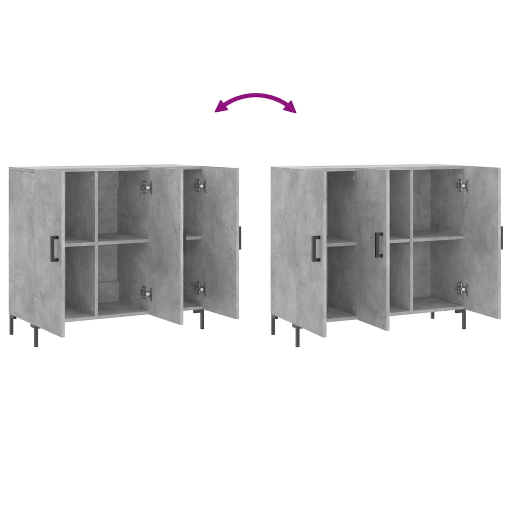 Credenza grigio cemento 90x34x80 cm in multistrato