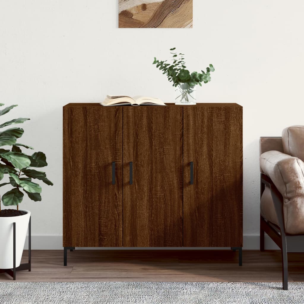 Credenza in rovere marrone 90x34x80 cm in multistrato