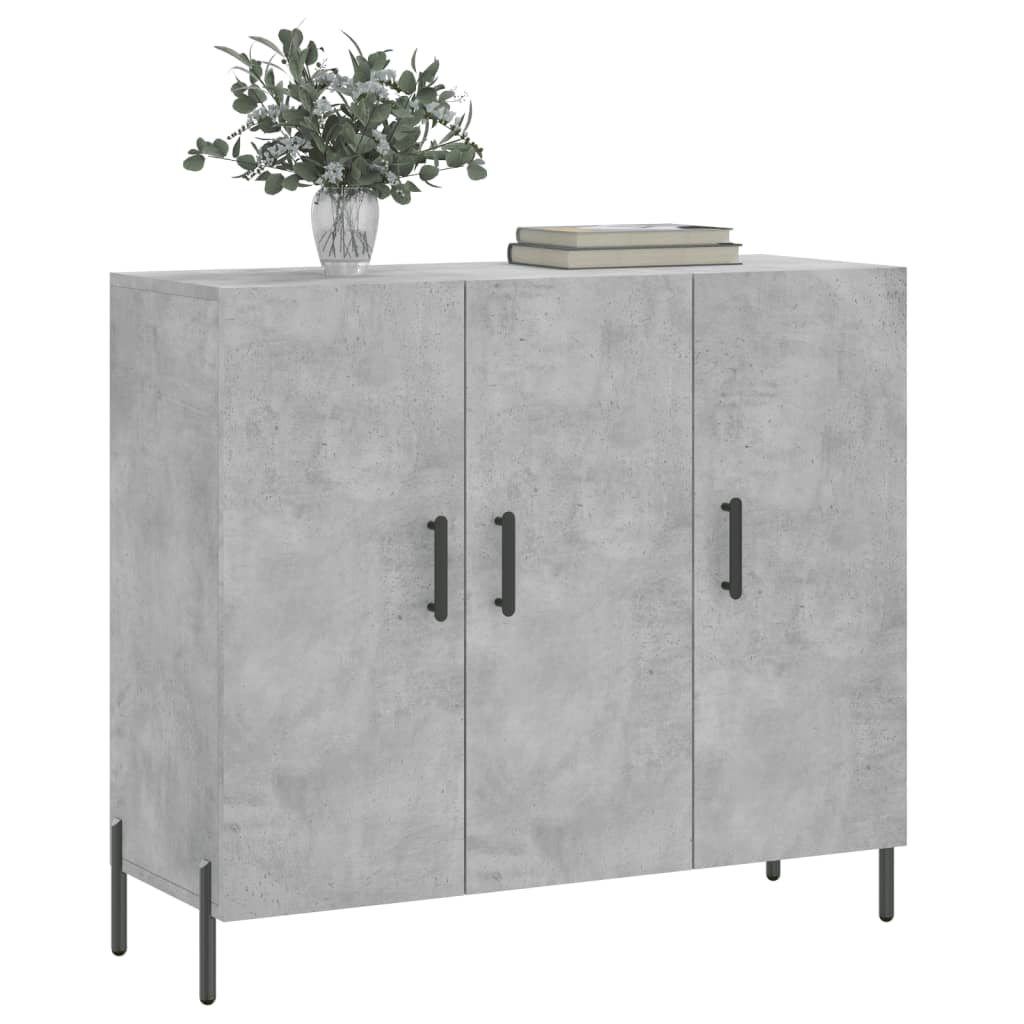 Buffet gris béton 90x34x80 cm bois d'ingénierie