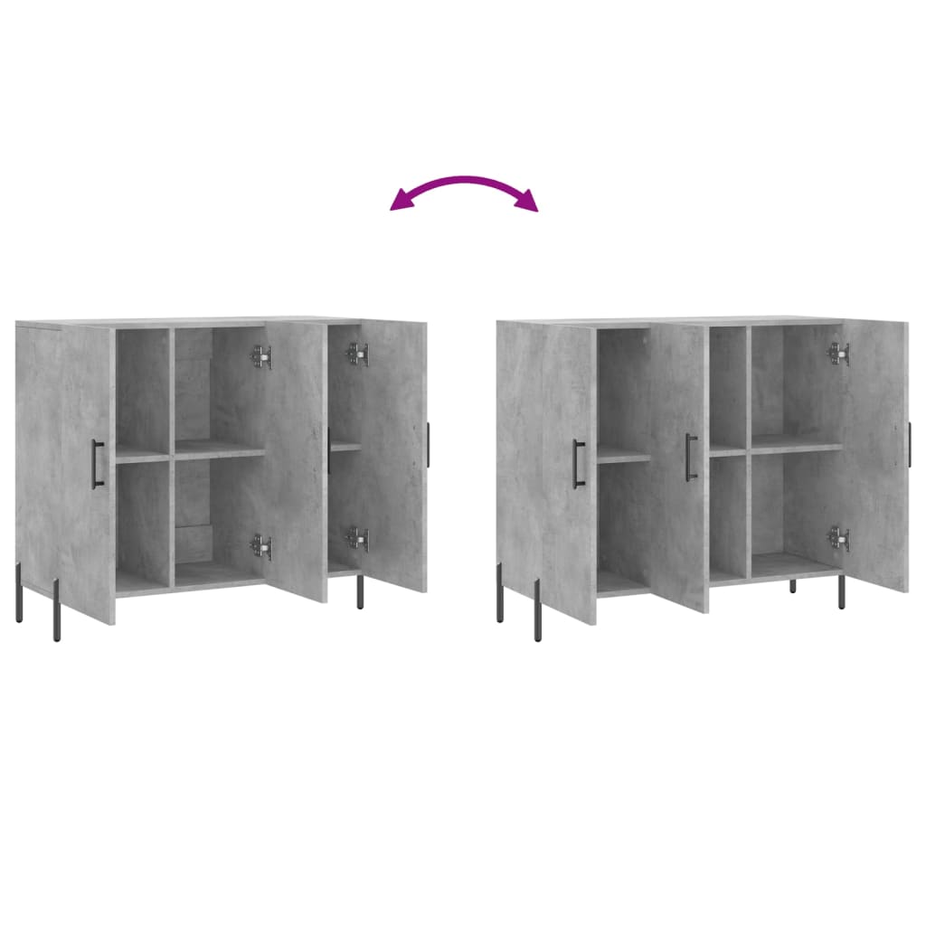 Credenza grigio cemento 90x34x80 cm in multistrato