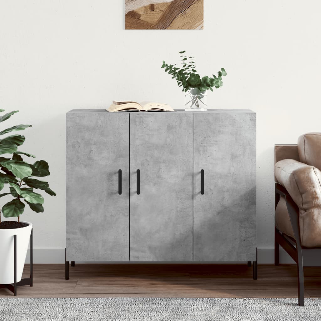 Credenza grigio cemento 90x34x80 cm in multistrato