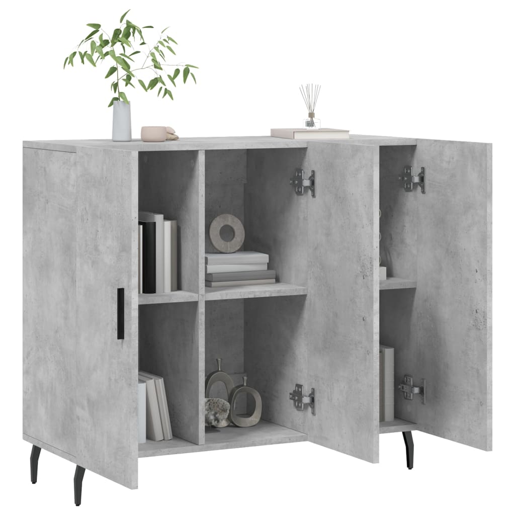 Credenza grigio cemento 90x34x80 cm in multistrato