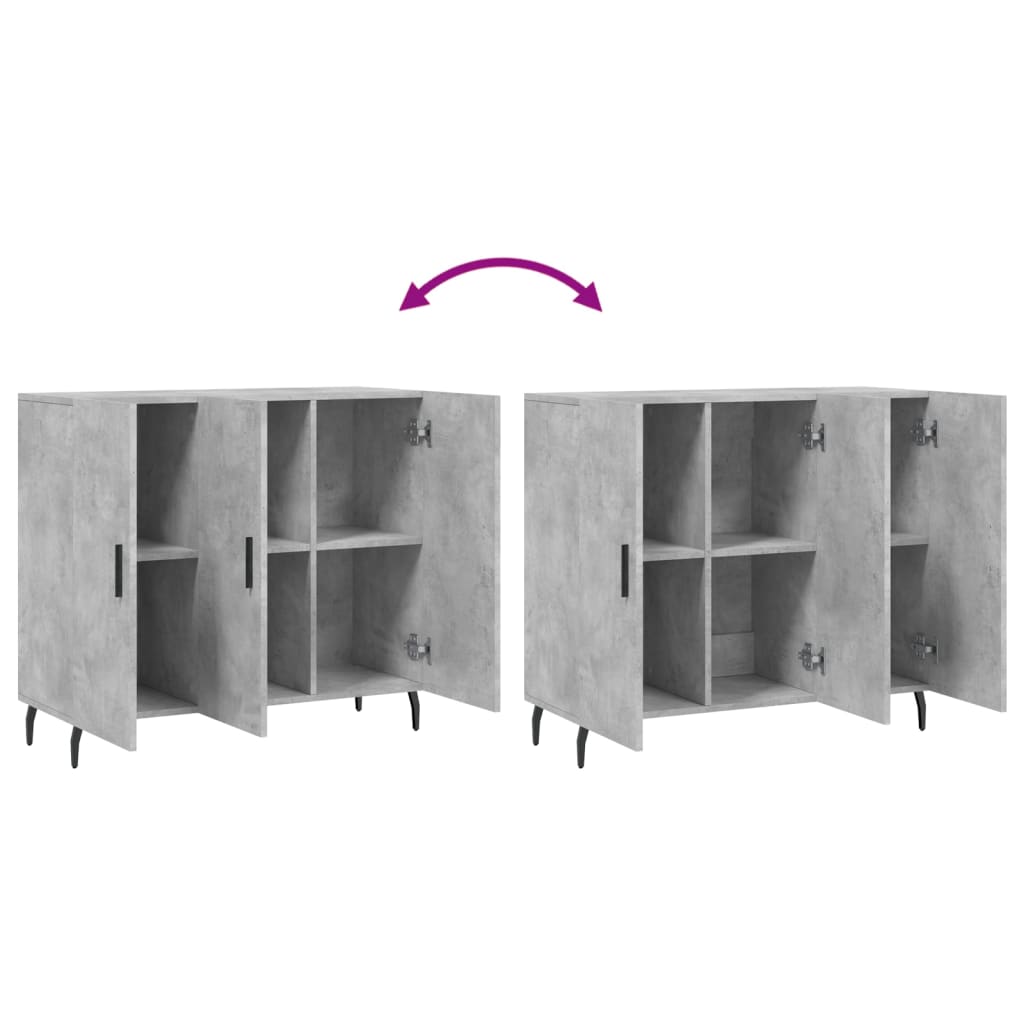 Credenza grigio cemento 90x34x80 cm in multistrato