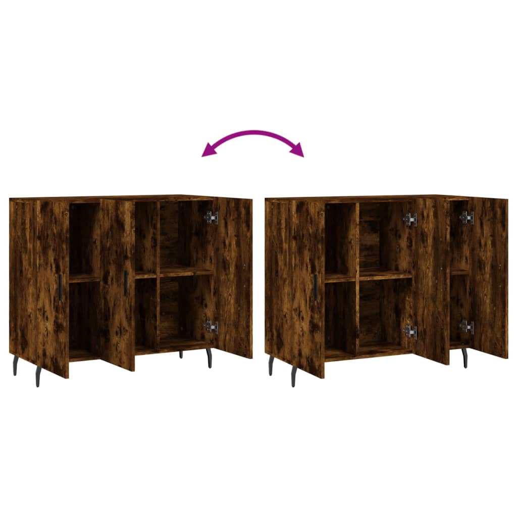 Buffet chêne fumé 90x34x80 cm bois d'ingénierie