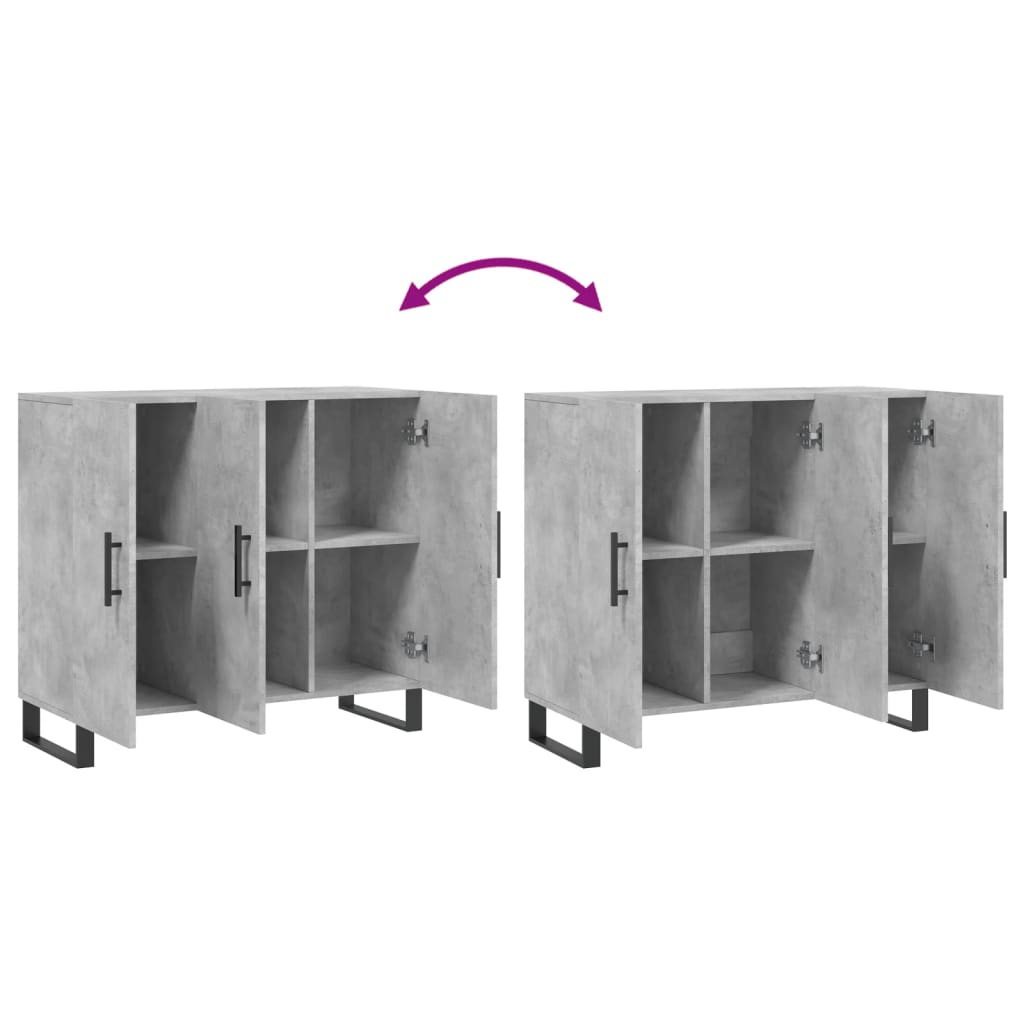 Credenza grigio cemento 90x34x80 cm in multistrato