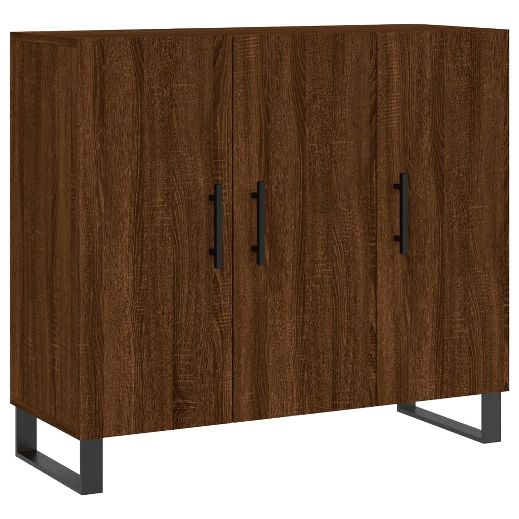 Credenza in rovere marrone 90x34x80 cm in multistrato