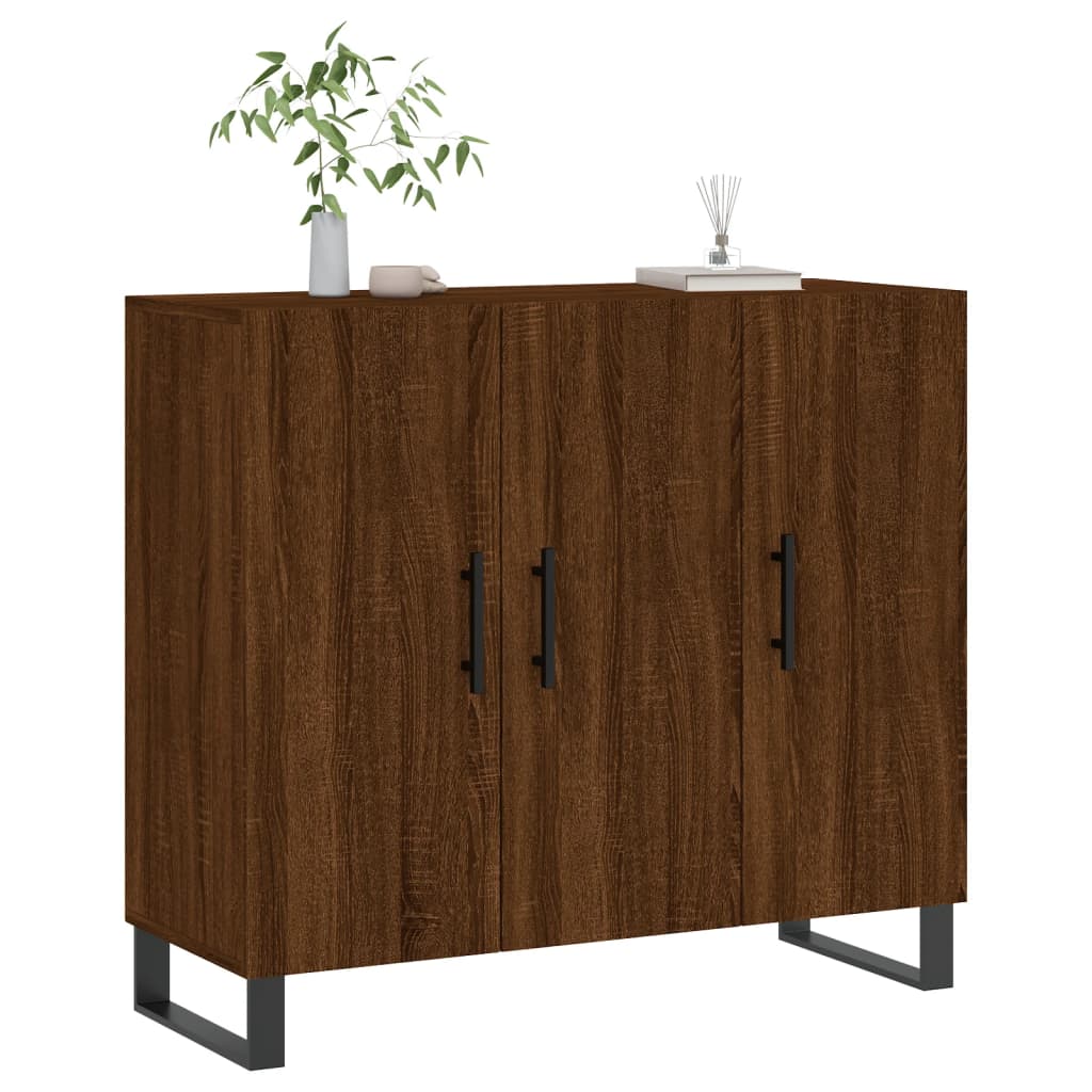 Buffet chêne marron 90x34x80 cm bois d'ingénierie