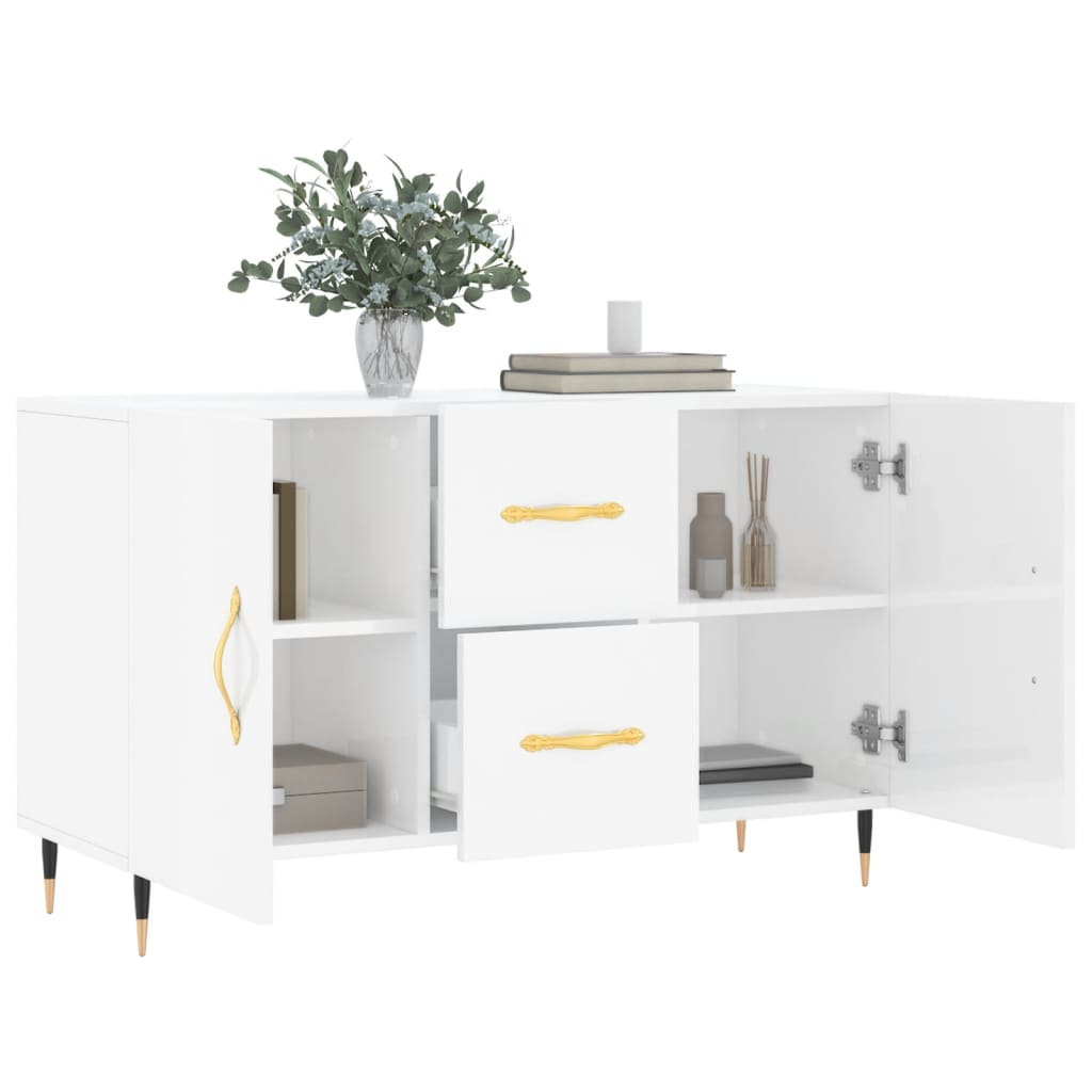 Credenza bianca lucida 100x36x60 cm in multistrato