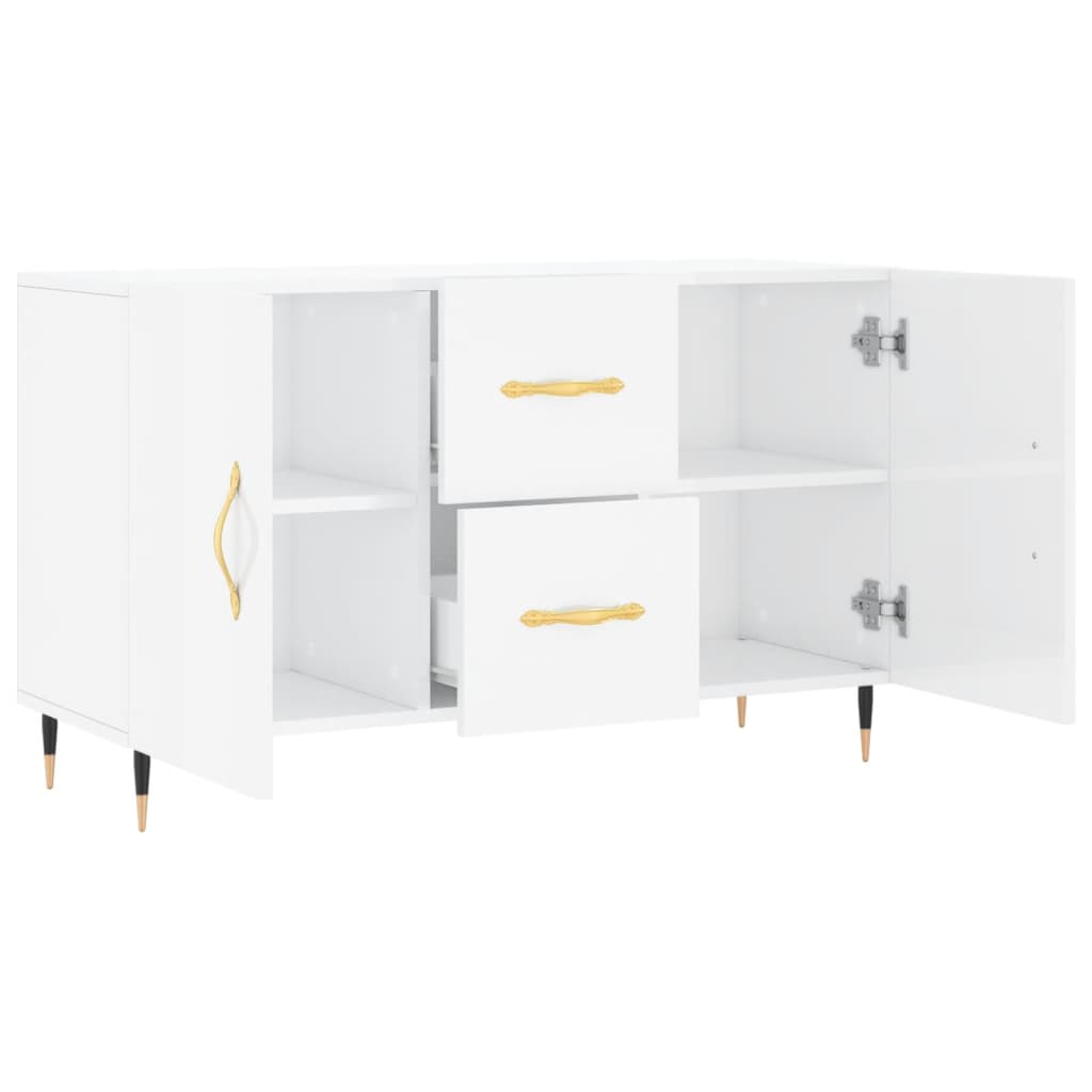 Buffet blanc brillant 100x36x60 cm bois d'ingénierie