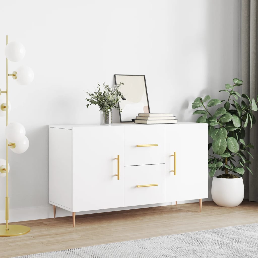 Credenza bianca 100x36x60 cm in derivati ​​del legno