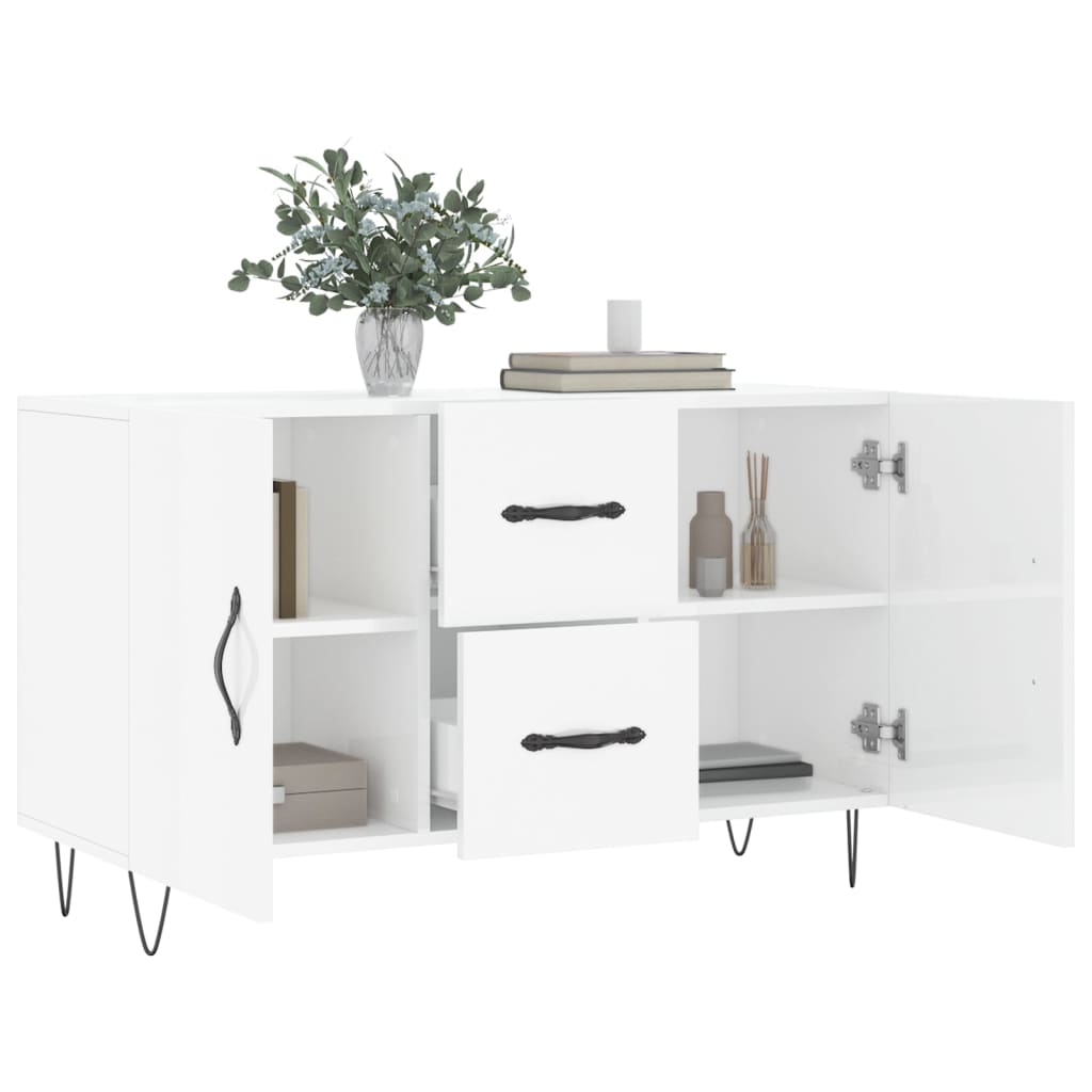 Brillantes weißes Buffet 100x36x60 cm Engineering Holz