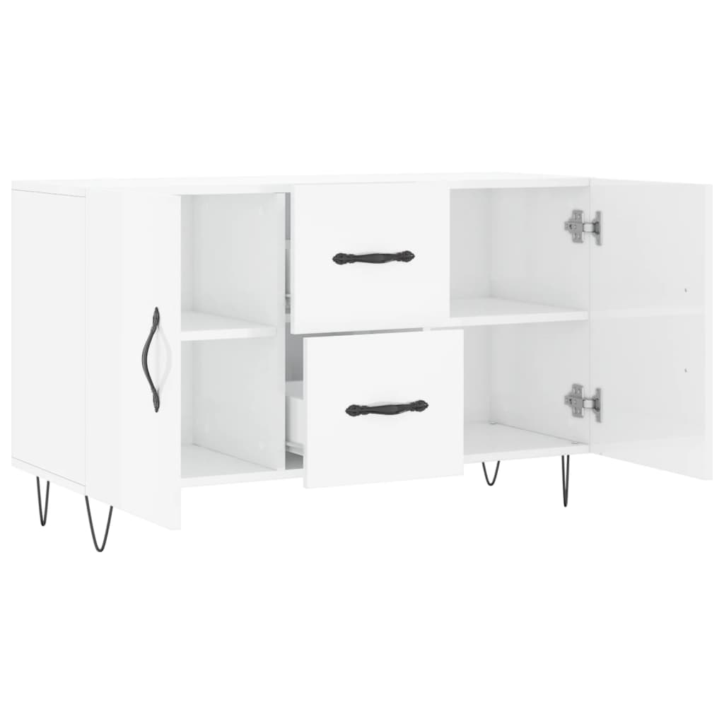 Buffet blanc brillant 100x36x60 cm bois d'ingénierie