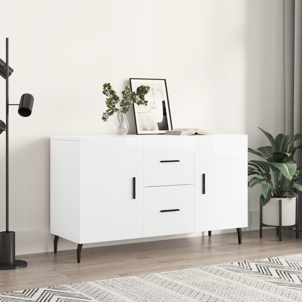 Credenza bianca lucida 100x36x60 cm in multistrato