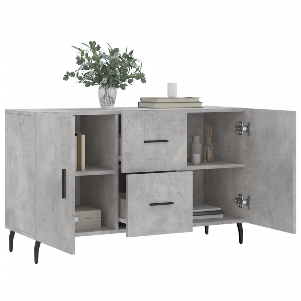 Buffet gris béton 100x36x60 cm bois d'ingénierie