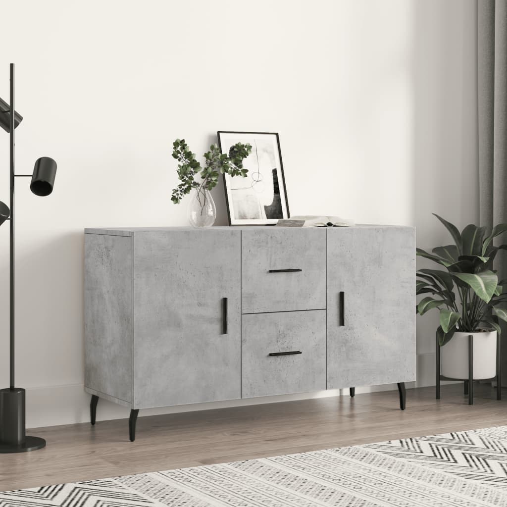 Buffet gris béton 100x36x60 cm bois d'ingénierie