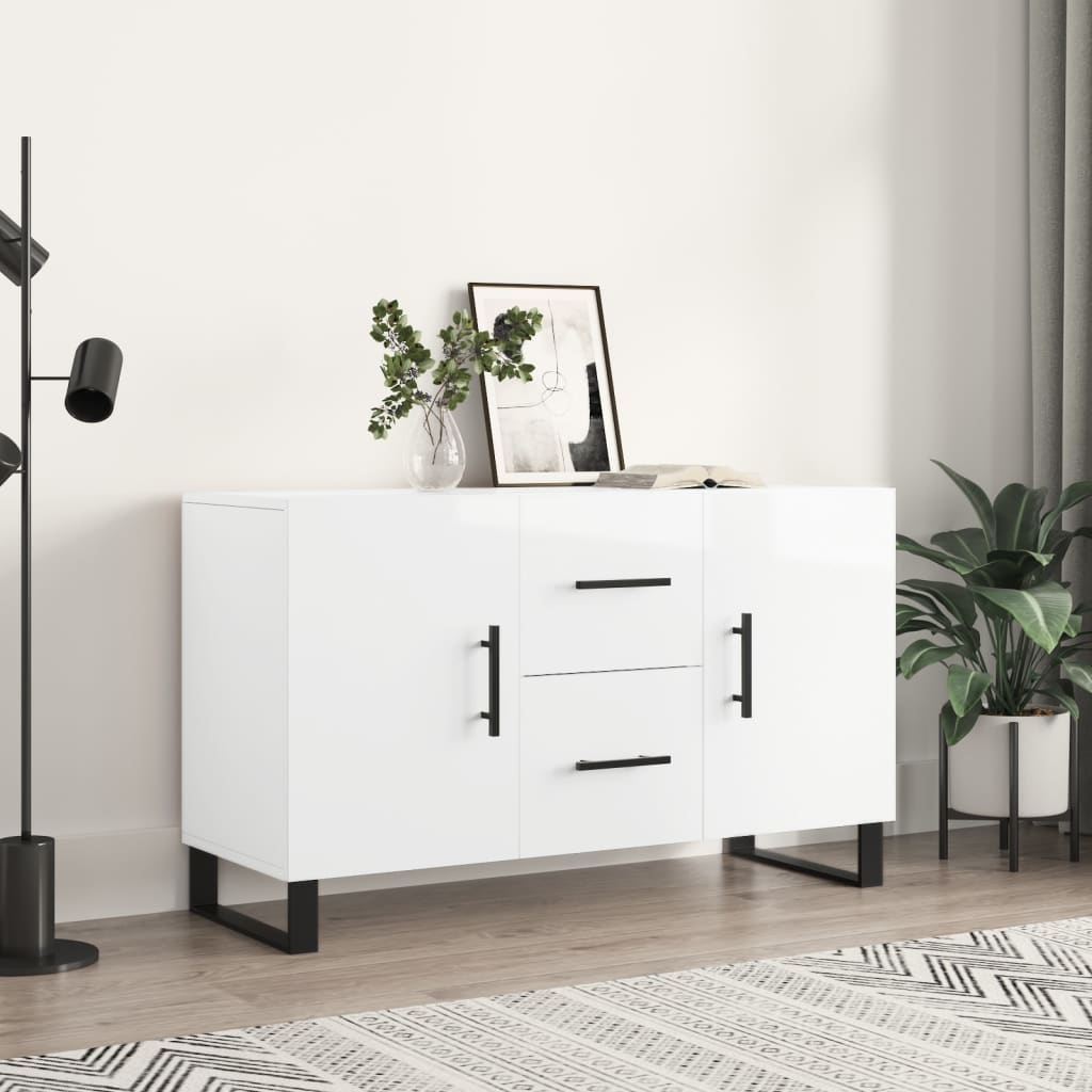 Credenza bianca lucida 100x36x60 cm in multistrato