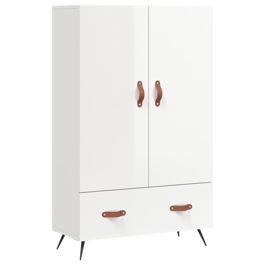 Buffet haut blanc brillant 69,5x31x115 cm bois d'ingénierie