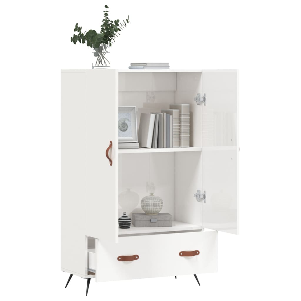 Shiny white high buffet 69.5x31x115 cm Engineering wood