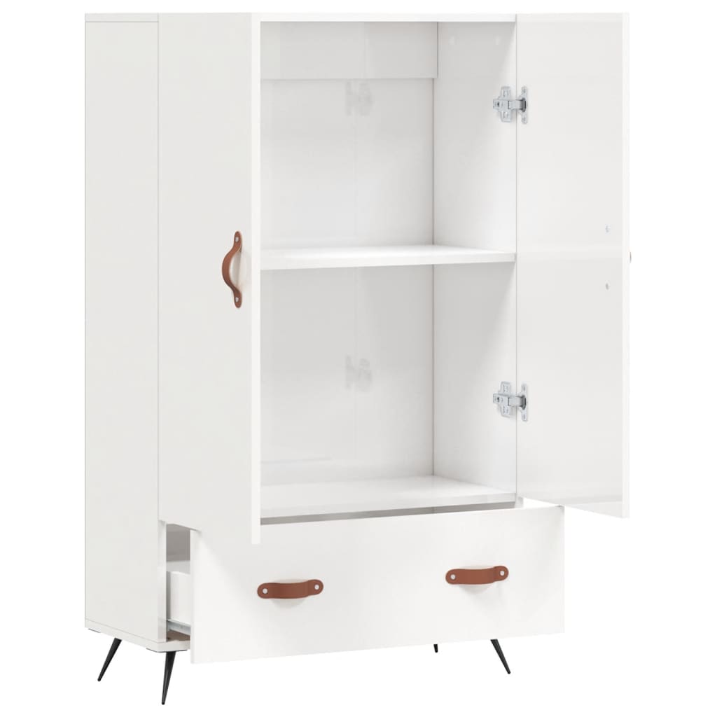 Shiny white high buffet 69.5x31x115 cm Engineering wood