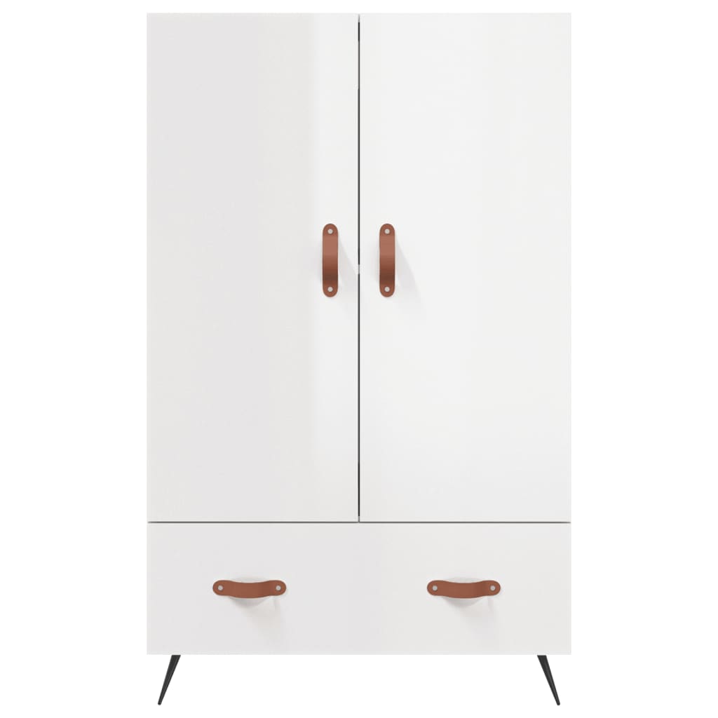 Buffet haut blanc brillant 69,5x31x115 cm bois d'ingénierie