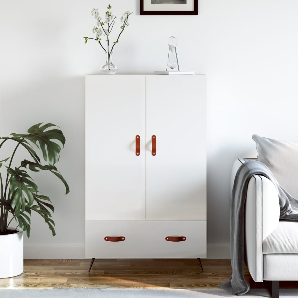 Credenza bianca lucida 69,5x31x115 cm in MDF