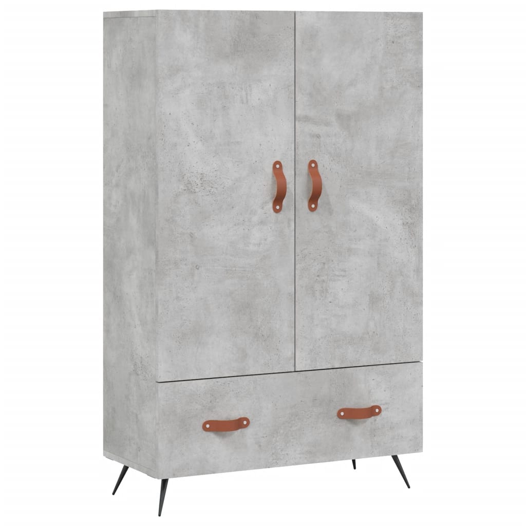 Credenza alta grigio cemento 69,5x31x115 cm in derivati ​​del legno