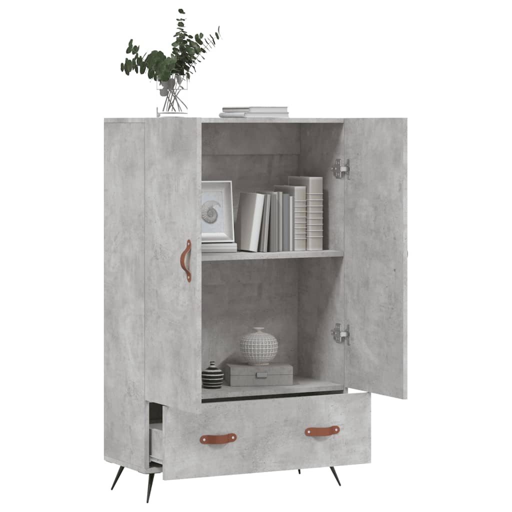 Buffet haut gris béton 69,5x31x115 cm bois d'ingénierie