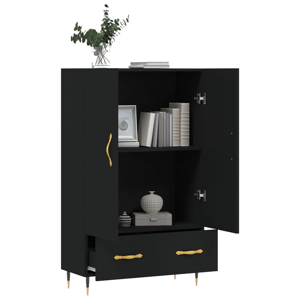 Black upper buffet 69.5x31x115 cm engineering wood