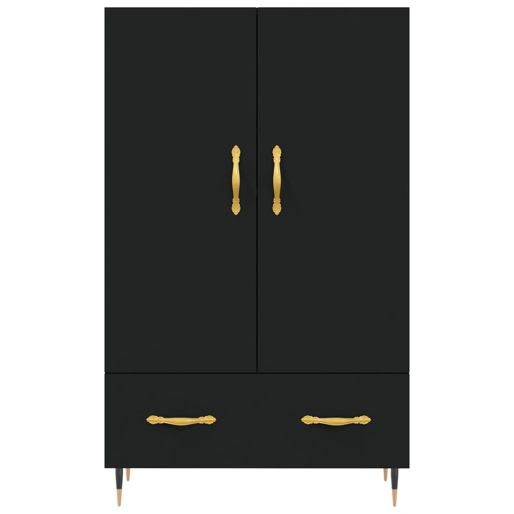 Credenza alta nera 69,5x31x115 cm in derivati ​​del legno