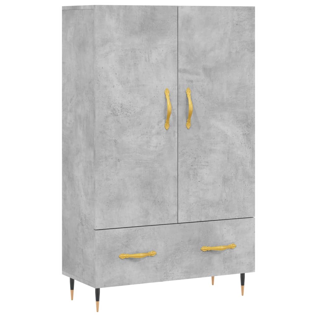 Credenza alta grigio cemento 69,5x31x115 cm in derivati ​​del legno