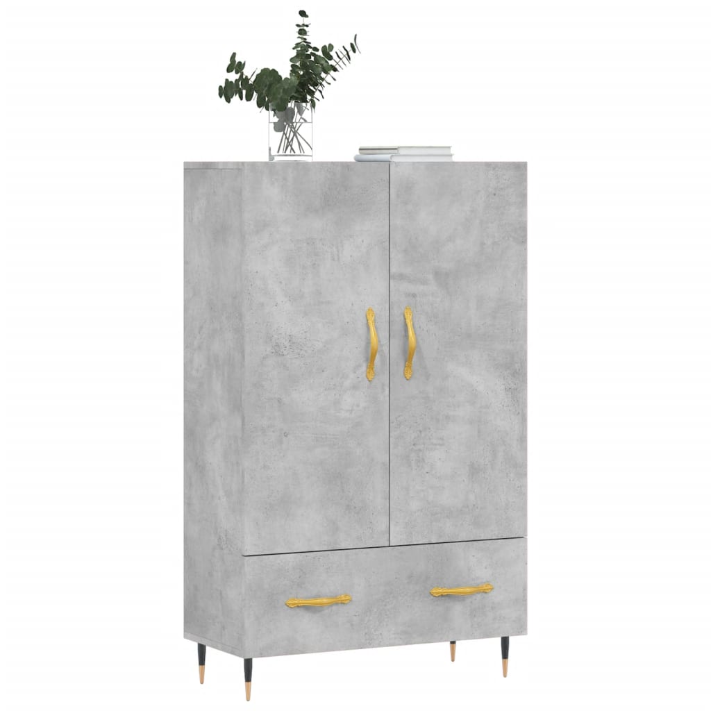 Credenza alta grigio cemento 69,5x31x115 cm in derivati ​​del legno