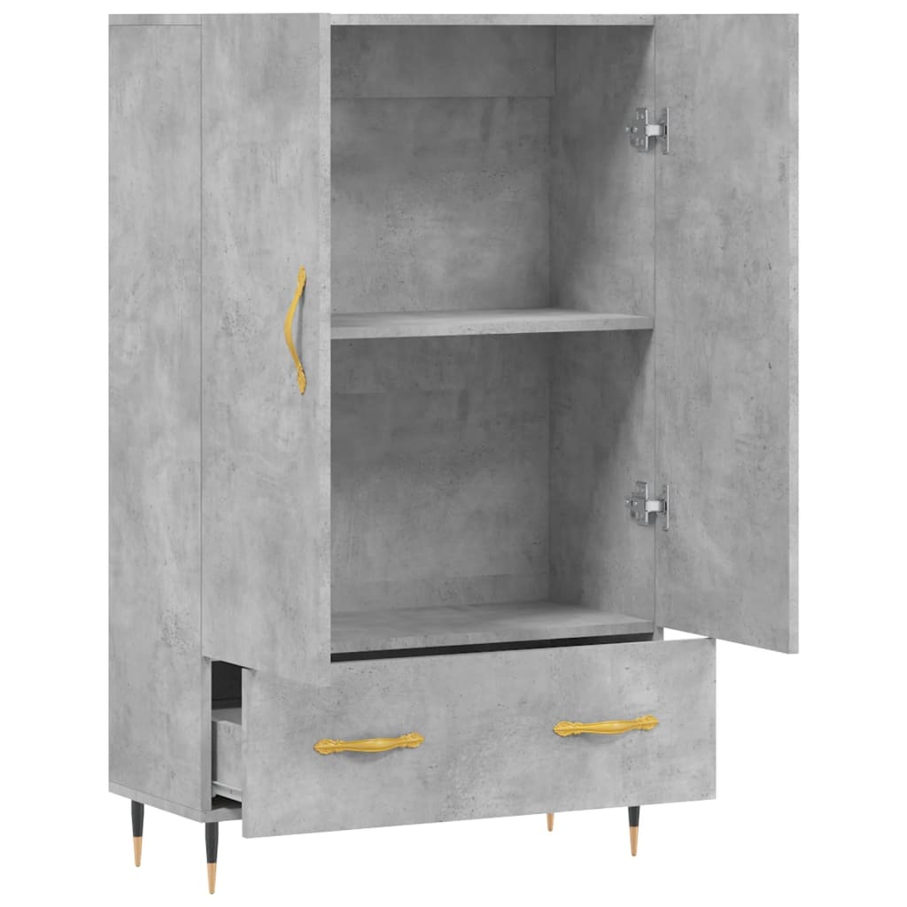 Credenza alta grigio cemento 69,5x31x115 cm in derivati ​​del legno