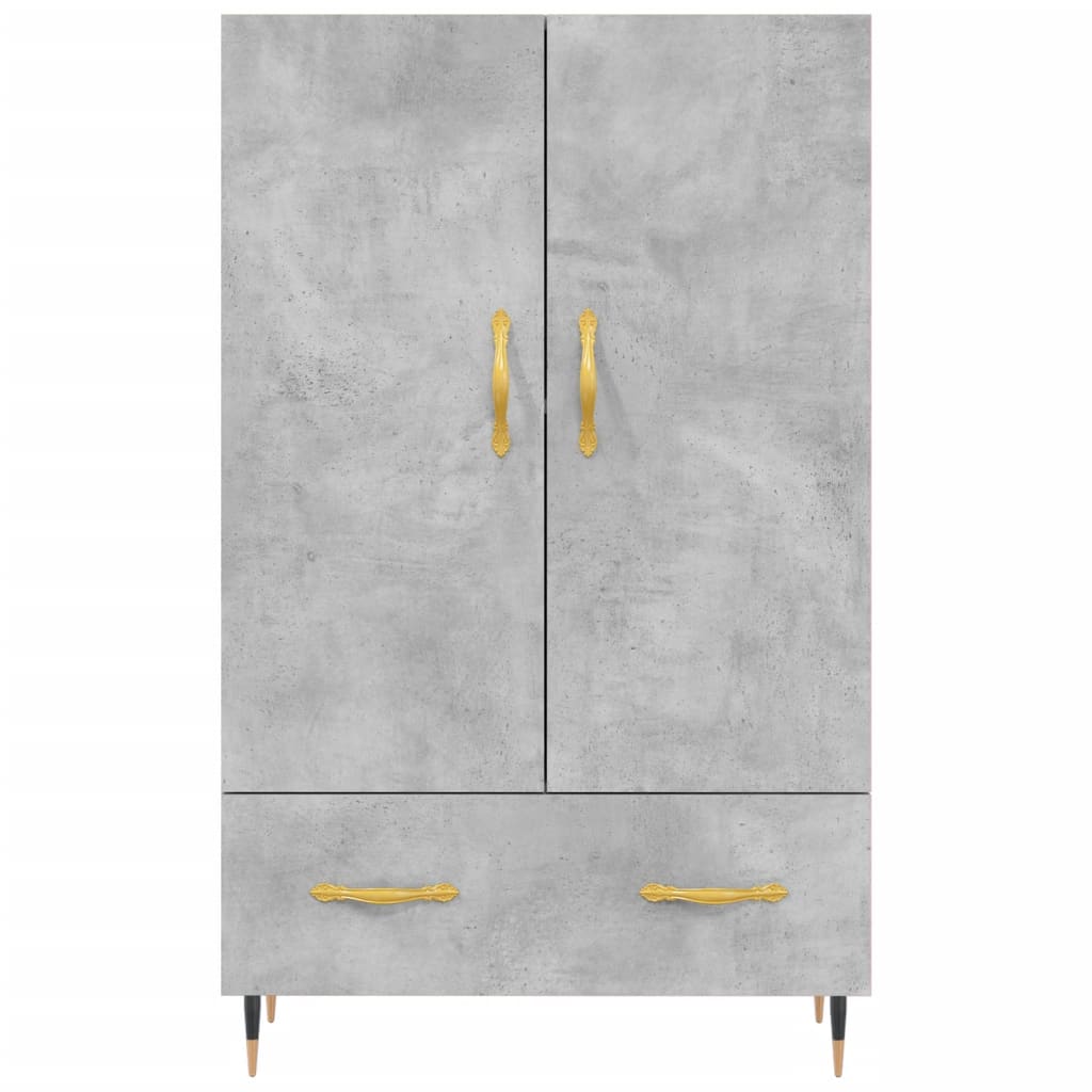 Credenza alta grigio cemento 69,5x31x115 cm in derivati ​​del legno