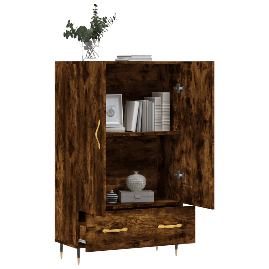 Buffet haut chêne fumé 69,5x31x115 cm bois d'ingénierie