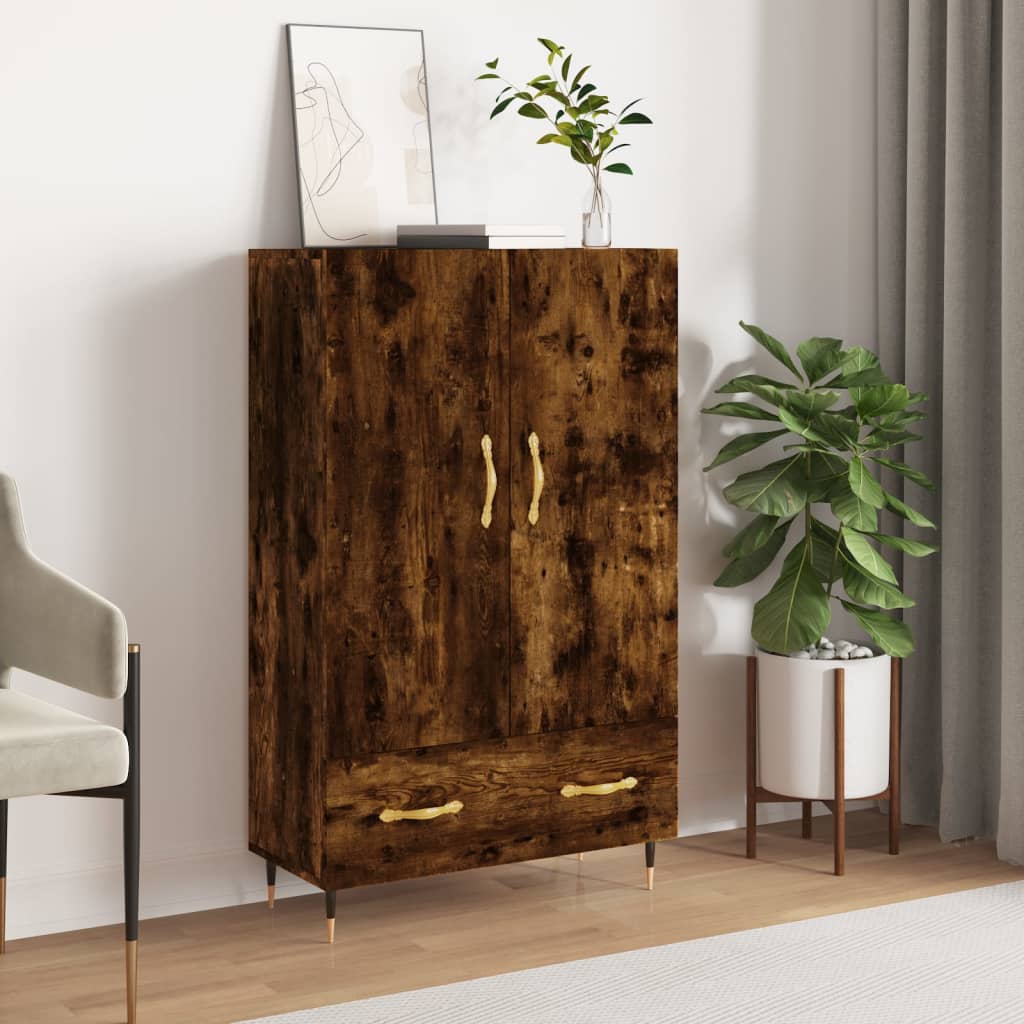 Credenza alta in rovere affumicato 69,5x31x115 cm in multistrato