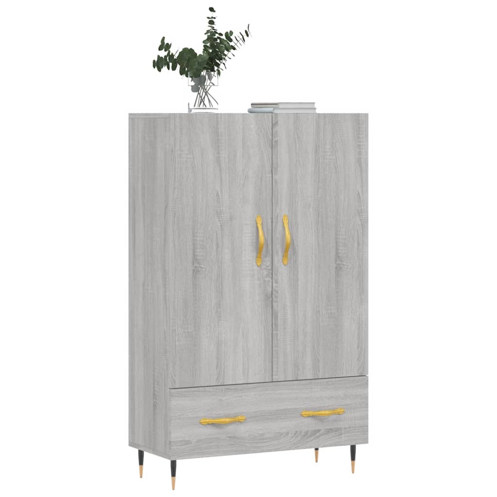 Credenza alta Sonoma grigia 69,5x31x115 cm in derivati ​​del legno