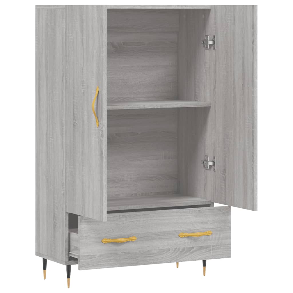 Credenza alta Sonoma grigia 69,5x31x115 cm in derivati ​​del legno